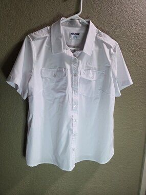 Flight Brand Uniform Pilot Shirt w/ Eyelets Womens XL Athletic Fit Short Sleeve